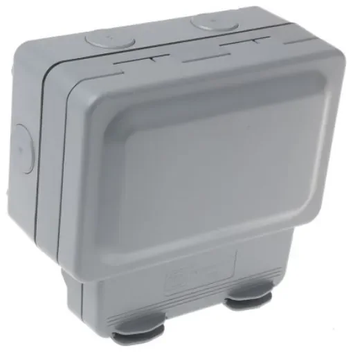 MK Electric Grey 2 Gang Plug Socket, 2 Poles, 13A, Type G - British, Outdoor Use - K56481GRY product image