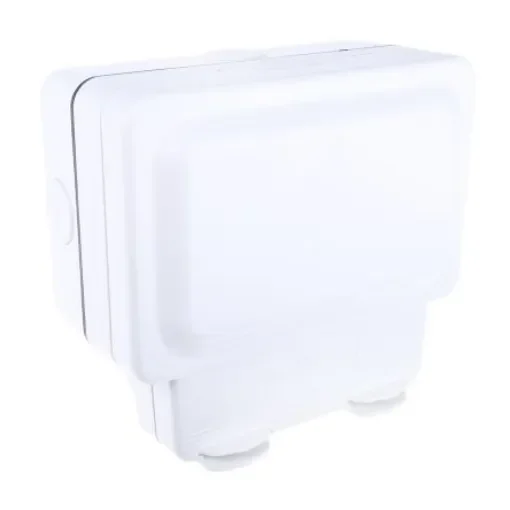 MK Electric White 2 Gang Plug Socket, 2 Poles, 13A, Type G - British, Outdoor Use - K56481WHI product image