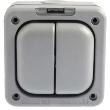 MK Electric Grey Outdoor Light Switch, 1 Way, 2 Gang, Masterseal - K56402GRY product image