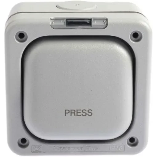 MK Electric Grey Outdoor Light Switch, 2 Way, 1 Gang, Masterseal - K56408GRY product image