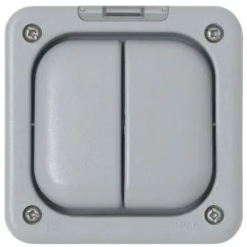 MK Electric Grey Outdoor Light Switch, 2 Way, 2 Gang, K56422GRY product image