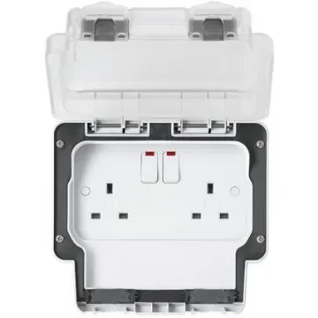 MK Electric White 2 Gang Plug Socket, 2 Poles, 13A, Type G - British, Outdoor Use - K56488WHI product image