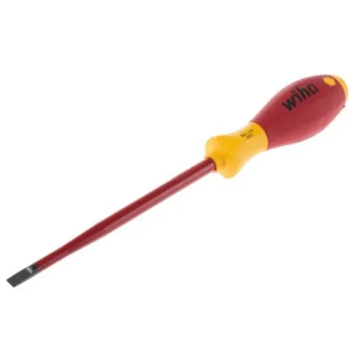 Wiha Slotted Insulated Screwdriver, 6,5 mm Tip, 150 mm Blade, VDE/1000V, 268 mm Overall - 10155 product image