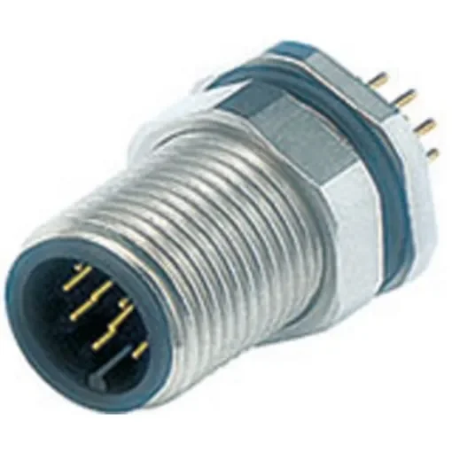 Binder Circular Connector, 12 Contacts, Panel Mount, M12 Connector, Plug, Male, IP67, 713 Series - 09-3491-969-12 product image