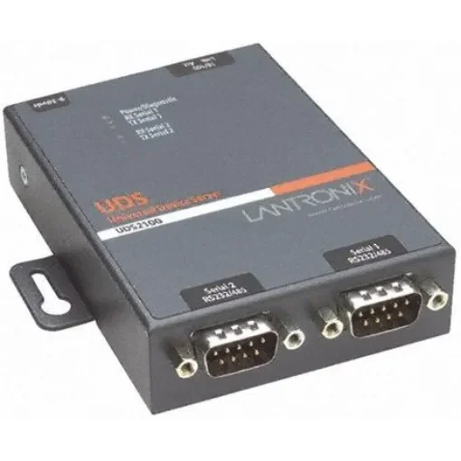 Lantronix Serial Device Server, 1 Ethernet Port, 2 Serial Port, RS232, RS422, RS485 Interface, 921.6kbit/s Baud Rate - UD2100002-01 product image