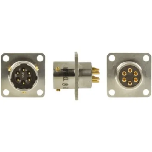 Amphenol Limited, 62GB, Nickel Iron Alloy 6 Way Box Mount MIL Spec Circular Connector Receptacle, Pin Contacts,Shell - 62GB-12E10-06PN(416) product image