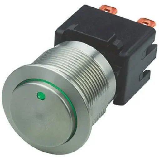 Schurter Illuminated Push Button Switch, Latching, Panel Mount, 22mm Cutout, DPDT, Green LED, 125/250V ac, IP64 - 1241.6833.1122000 product image