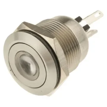 Bulgin MPI001 Series Illuminated Push Button Switch, Momentary, Panel Mount, 19.2mm Cutout, SPST, Green/Blue LED, 24V - MPI001/28/D5 product image