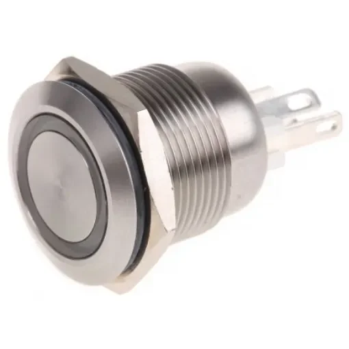 Bulgin MPI002 Series Illuminated Push Button Switch, Momentary, Panel Mount, 19.2mm Cutout, SPST, White LED, 24V dc, - MPI002/28/WH product image