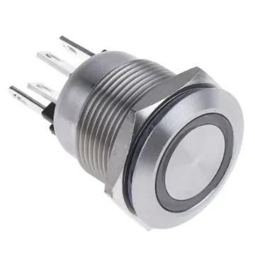 Bulgin MPI002 Series Illuminated Push Button Switch, Momentary, Panel Mount, 19.2mm Cutout, SPST, Red/Green LED, 24V - MPI002/28/D1 product image