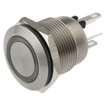 Bulgin MPI002 Series Illuminated Push Button Switch, Momentary, Panel Mount, 19.2mm Cutout, SPST, Red/Blue LED, 24V dc, - MPI002/28/D4 product image