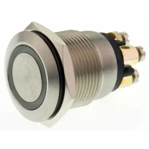 Bulgin MPI002 Series Illuminated Push Button Switch, Momentary, Panel Mount, 19.2mm Cutout, SPST, Red/Green LED, 24V - MPI002/TERM/D1 product image