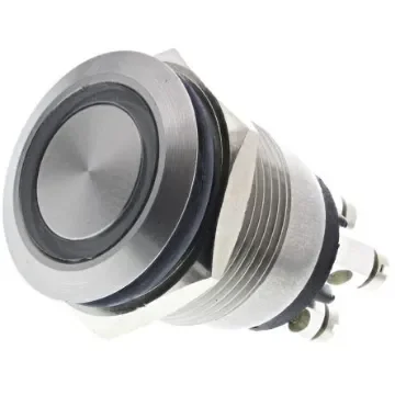 Bulgin MPI002 Series Illuminated Push Button Switch, Momentary, Panel Mount, 19.2mm Cutout, SPST, Green/Blue LED, 24V - MPI002/TERM/D5 product image