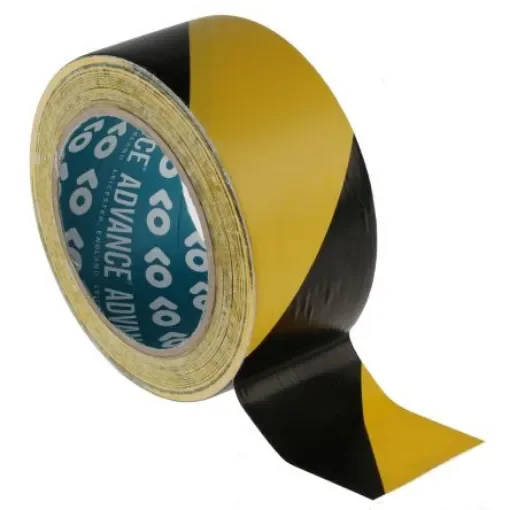 Advance Tapes AT8 Black/Yellow PVC 33m Hazard Tape, 0.14mm Thickness product image