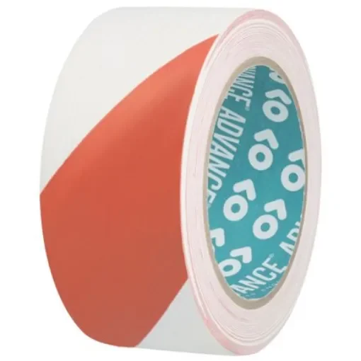 Advance Tapes AT8 Red/White PVC 33m Hazard Tape, 0.14mm Thickness product image