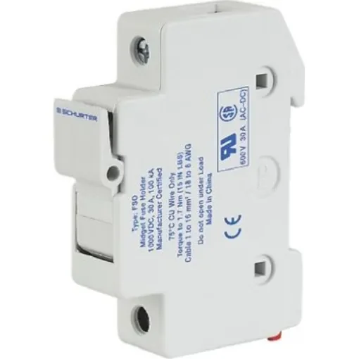 Schurter 30A Rail Mount Fuse Holder for 10 x 38mm Fuse, 3P, 1kV - 0091.0003 product image