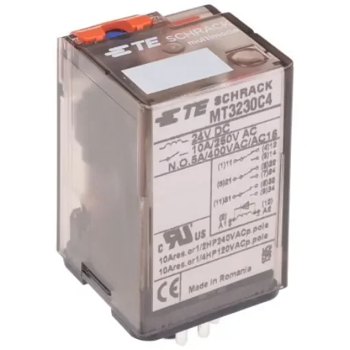 TE Connectivity Plug In Power Relay, 24V dc Coil, 10A Switching Current, 3PDT - MT3230C4 7-1393091-9 product image
