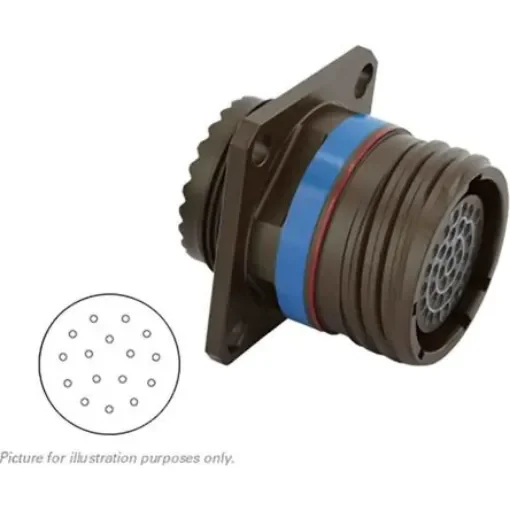 Souriau Sunbank by Eaton, 8D, Copper Alloy 16 Way MIL Spec Circular Connector Receptacle, Socket Contacts,Shell Size - 8D021W16SN product image