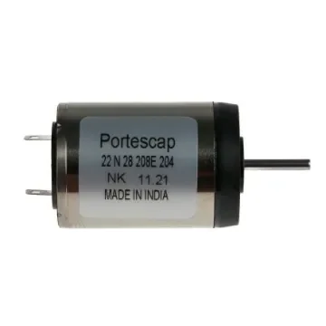 Portescap Brushed DC Motor, 3.8 W, 18 V dc, 7 mNm, 6300 rpm, 2mm Shaft Diameter - 22N28-208E.204 product image