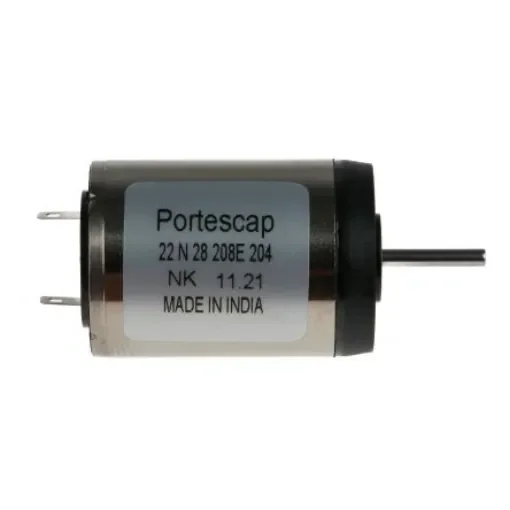 Portescap Brushed DC Motor, 3.8 W, 18 V dc, 7 mNm, 6300 rpm, 2mm Shaft Diameter - 22N28-208E.204 product image