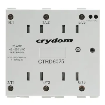 Sensata Crydom CTR Series Solid State Relay, 25 A rms Load, DIN Rail Mount, 600 V rms Load, 32 V dc Control - CTRD6025 product image