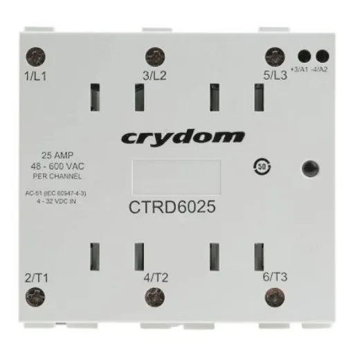 Sensata Crydom CTR Series Solid State Relay, 25 A rms Load, DIN Rail Mount, 600 V rms Load, 32 V dc Control - CTRD6025 product image