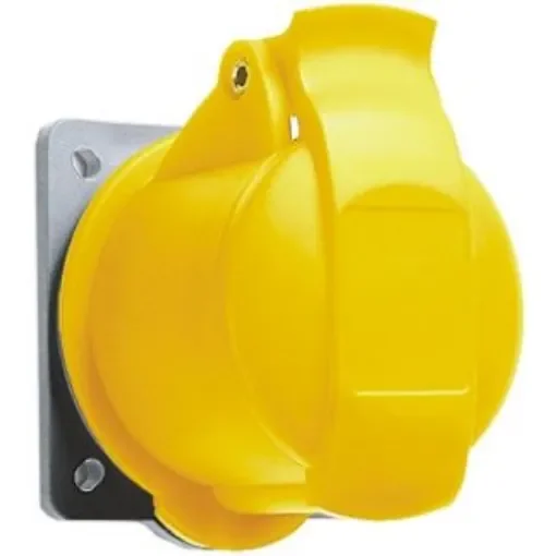 Amphenol Industrial, Easy & Safe IP44 Yellow Panel Mount 2P + E Industrial Power Socket, Rated At 16A, 110 V - 2CMA193145R1000  216R4 product image