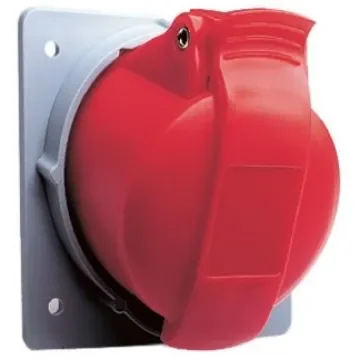 Amphenol Industrial, Easy & Safe IP44 Red Panel Mount 3P + N + E Right Angle Industrial Power Socket, Rated At 32A, 415 - 2CMA170044R1000  432RAM6 product image