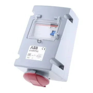 Amphenol Industrial, Easy & Safe IP44 Red Wall Mount 3P + N + E RCD Industrial Power Connector Socket, Rated At 16A, - 2CMA168278R1000  416RPR6 product image