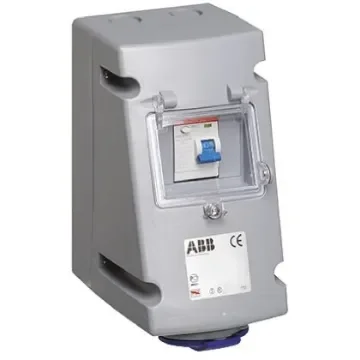 Amphenol Industrial, Critical & Safe IP44 Blue Wall Mount 2P + E RCD Industrial Power Connector Socket, Rated At 16A, - 2CMA168261R1000  216RPR6 product image