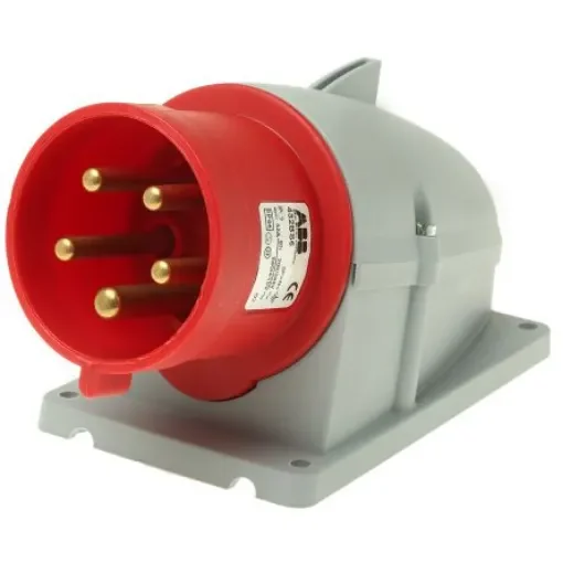 Amphenol Industrial, Easy & Safe IP44 Red Wall Mount 3P + N + E Right Angle Industrial Power Plug, Rated At 32A, 415 V - 2CMA193331R1000  432BS6 product image