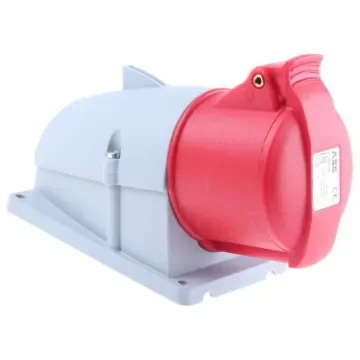 Amphenol Industrial, Easy & Safe IP44 Red Wall Mount 3P + N + E Right Angle Industrial Power Socket, Rated At 32A, 415 V - 2CMA193139R1000  432RS6 product image