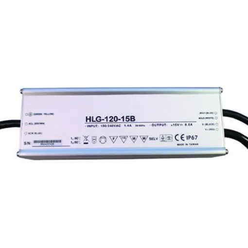 MEAN WELL LED Driver, 15V Output, 120W Output, 8A Output, Constant Current Dimmable - HLG-120H-15B product image