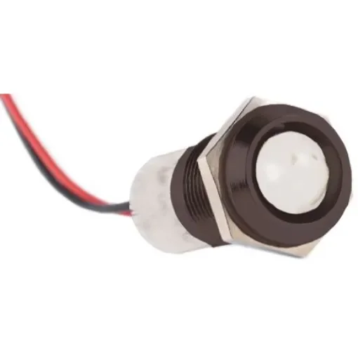 RS PRO White Panel Mount Indicator, 110V ac, 14mm Mounting Hole Size, Lead Wires Termination, IP67 - 7227502 product image