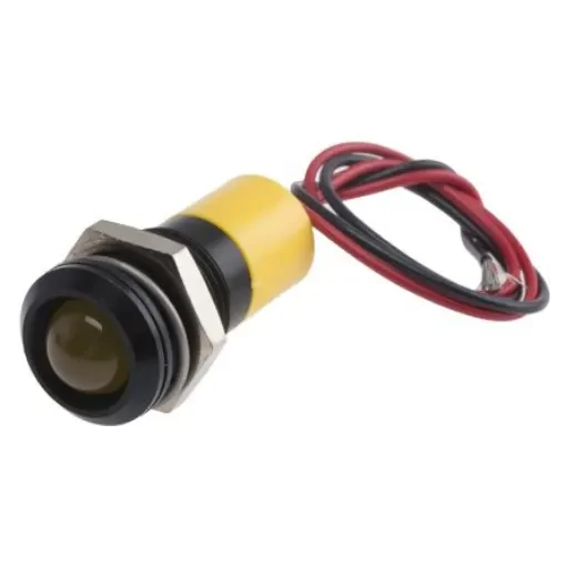 RS PRO Yellow Panel Mount Indicator, 220V ac, 14mm Mounting Hole Size, Lead Wires Termination, IP67 - 7227518 product image