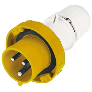 Scame IP67 Yellow Cable Mount 2P + E Industrial Power Plug, Rated At 63A, 110 V - 218.633 product image