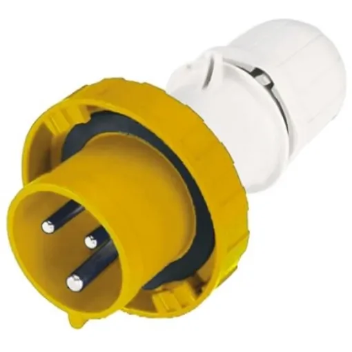 Scame IP67 Yellow Cable Mount 2P + E Industrial Power Plug, Rated At 63A, 110 V - 218.633 product image