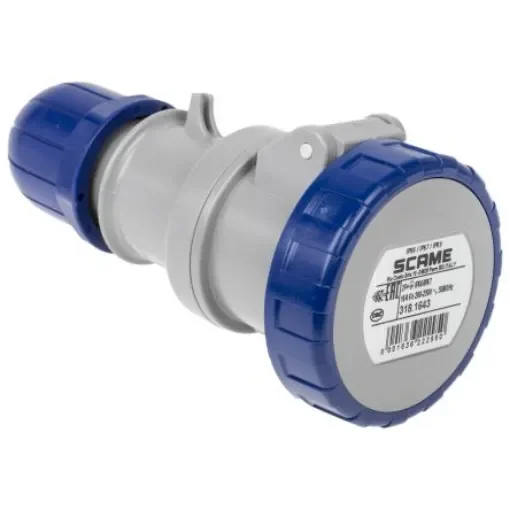 Scame IP66, IP67 Blue Cable Mount 2P + E Industrial Power Socket, Rated At 16A, 230 V - 318.1643 product image