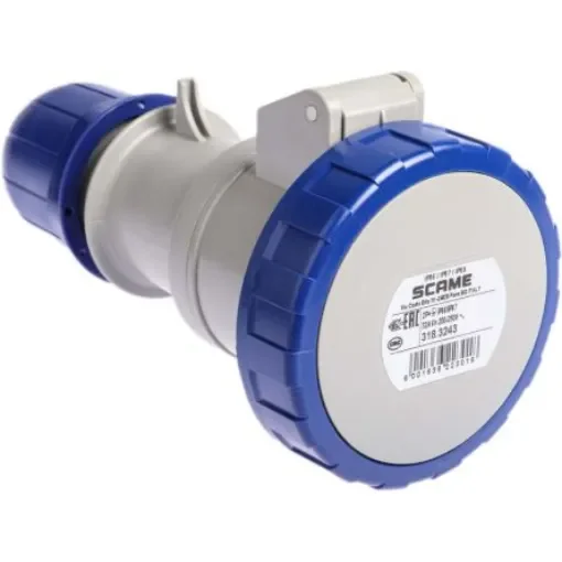 Scame IP66, IP67 Blue Cable Mount 2P + E Industrial Power Socket, Rated At 32A, 230 V - 318.3243 product image