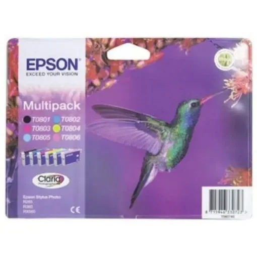 Epson T0807 Black, Cyan, Light Cyan, Light Magenta, Magenta, Yellow Ink Cartridge - C13T08074010 product image