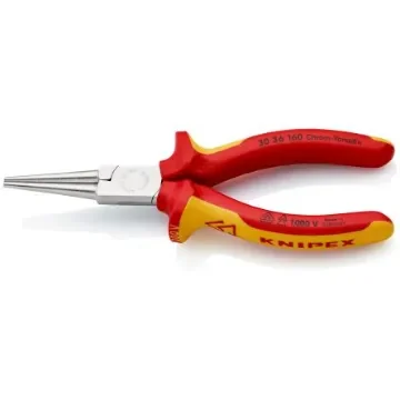Knipex Round Nose Pliers, 160 mm Overall, Straight Tip, VDE/1000V, 41mm Jaw - 30 36 160 product image