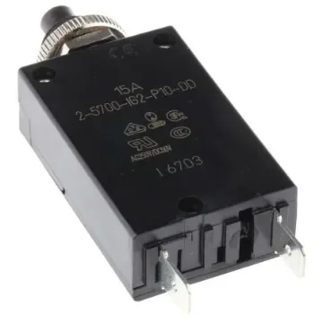 ETA Thermal Circuit Breaker - 2 5700  Single Pole 250V Voltage Rating Panel Mount, 15A Current Rating - 2-5700-IG2-P10-DD-000040-15A product image
