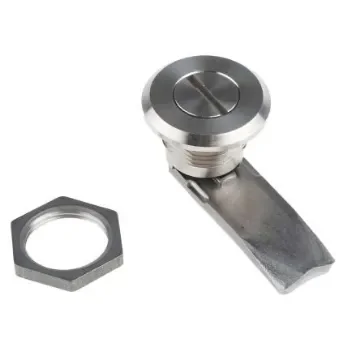 RS PRO Stainless Steel Slotted Head Lock, 18mm Panel-to-Tongue, 20.2 x 22.2mm Cutout, Slotted Head Unlock - 7293189 product image