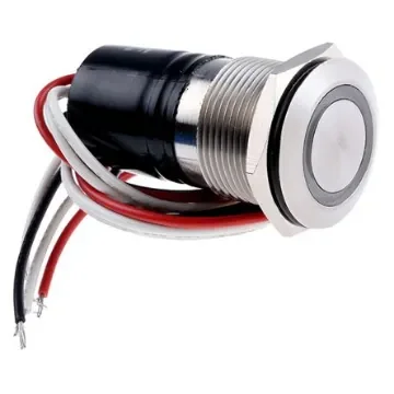 Bulgin MPI002 Series Illuminated Push Button Switch, Momentary, Panel Mount, 19.2mm Cutout, SPST, Green LED, IP66 - MPI002/FL/GN/24 product image