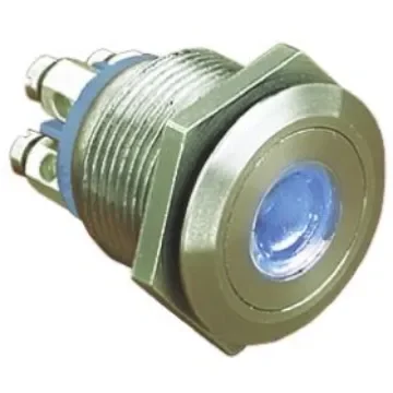 Bulgin MPI001 Series Illuminated Push Button Switch, Momentary, Panel Mount, 19.2mm Cutout, SPST, Blue LED, 24V dc, IP66 - MPI001/TE/BL/6 product image