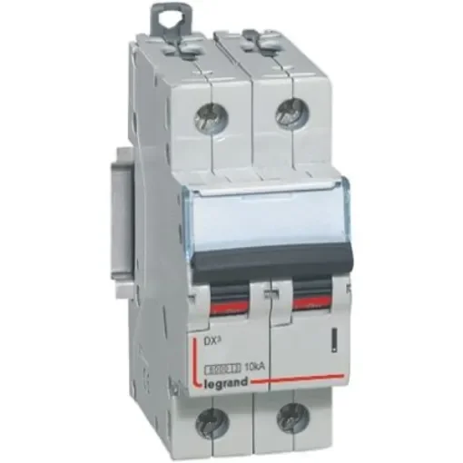 Legrand DX Range DX3 MCB, 2P, 10A Curve C, 230V AC, 10 kA Breaking Capacity - 4 077 82 product image