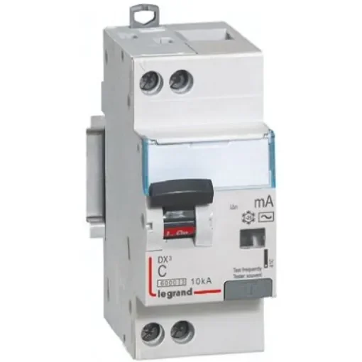 Legrand RCD Switch, 6A Current Rating, 1P+N Poles, 30mA Trip Sensitivity, Type C, DX Range - 4 107 83 product image