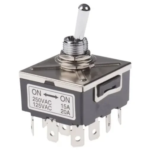 RS PRO Toggle Switch, Panel Mount, On-(On), 4PDT, Tab Terminal, 28V dc - 7346814 product image