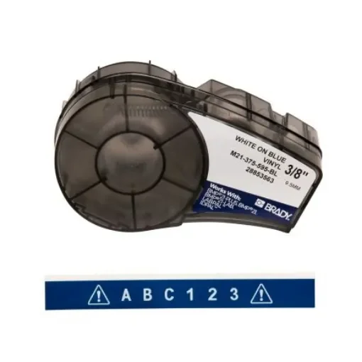 Brady B-595 White on White on Blue Label Printer Tape, 6.4 m Length, 9.53 mm Width - M21-375-595-BL product image