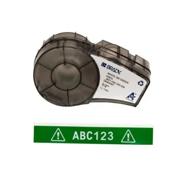 Brady B-595 White on White on Green Label Printer Tape, 6.4 m Length, 12.70 mm Width - M21-500-595-GN product image